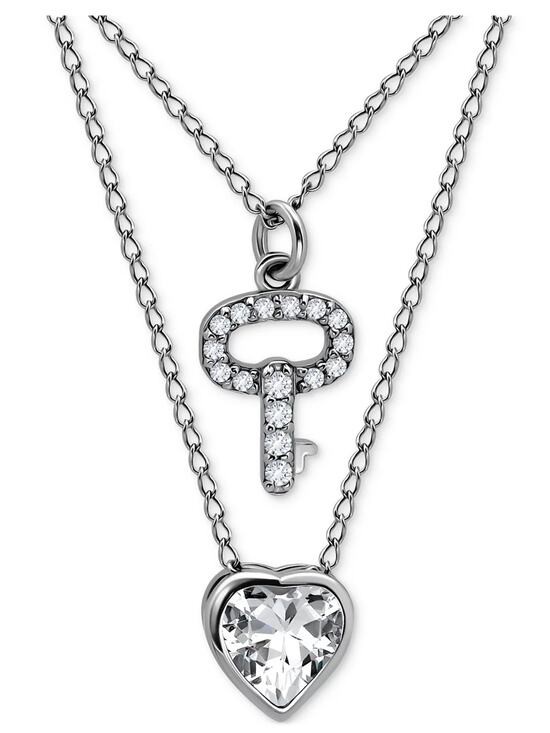 Giani Bernini Jewelry - Giani Bernini 2-Pc. Set Pavé Key & Solitaire Heart Pendant Necklaces